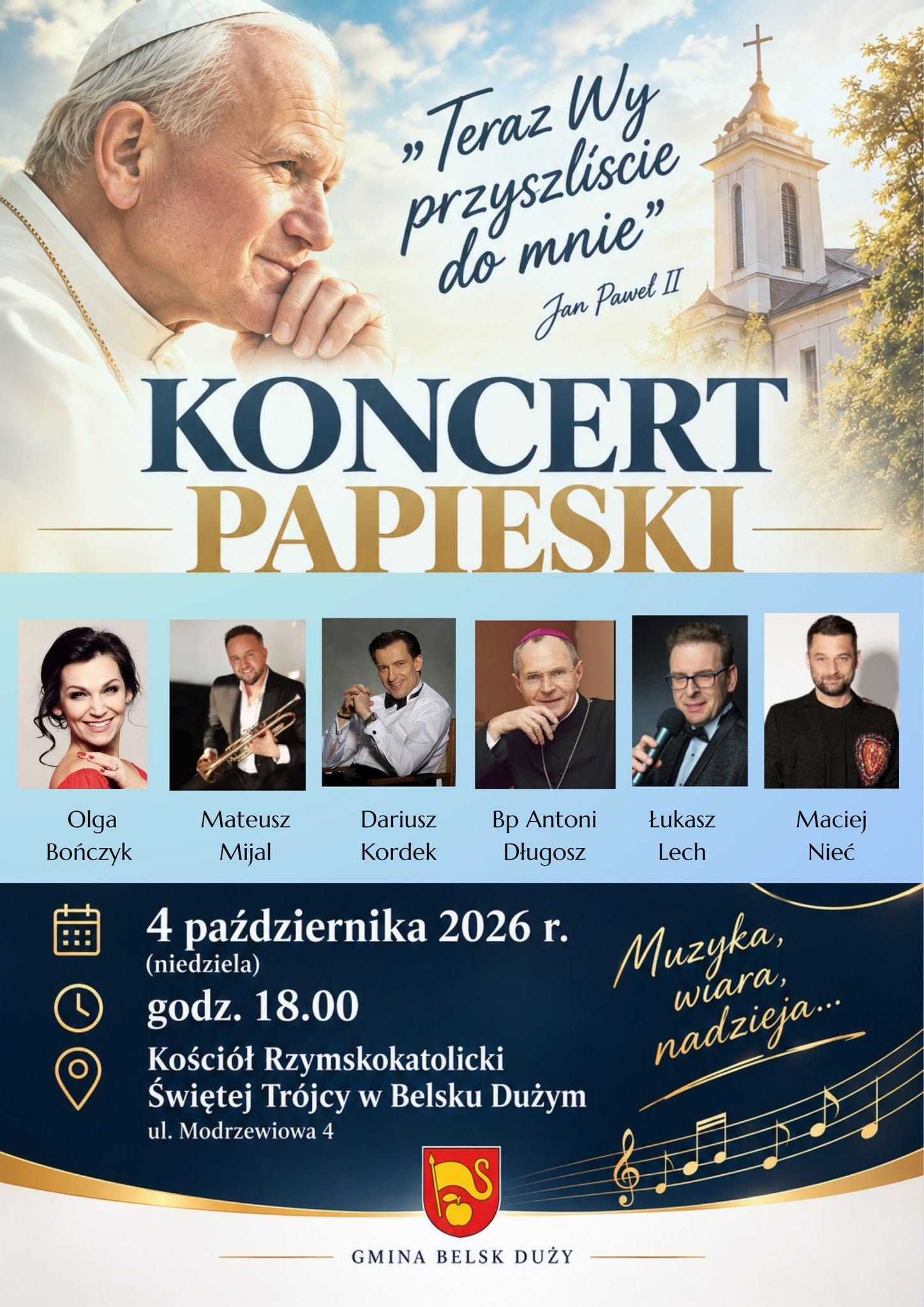 KONCERT PAPIESKI - Niedziela 4 X 2026 roku.